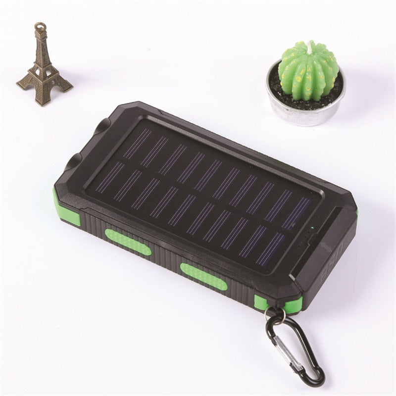 Portable Solar Power Bank, Solar Powered Charger with Dual LED Flashlights, Power Bank for Travel, Camping