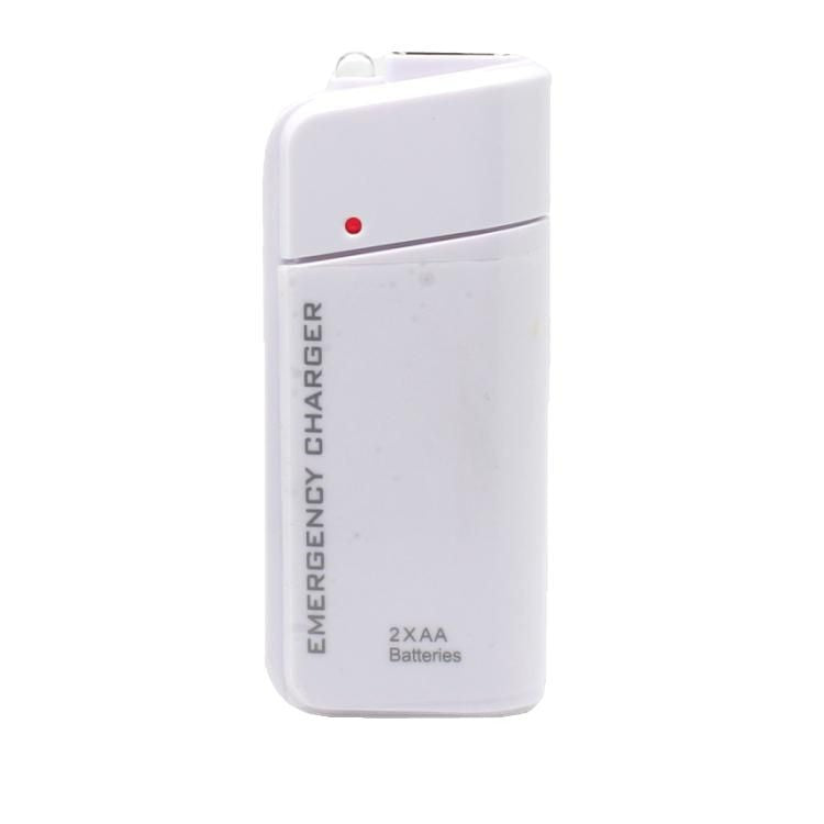 Portable Emergency Phone Charger AA Battery Powered Power Bank with LED Flashlight, Pocket Size USB Emergency Backup Charger for Outdoor Travel Camping