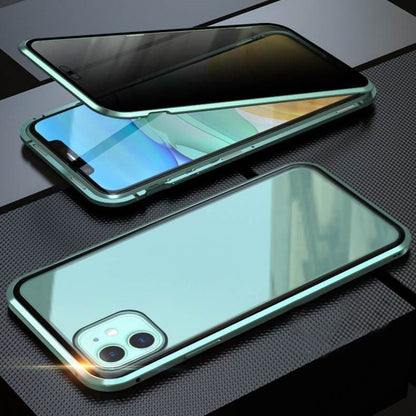 Magnetic selected phones case with privacy glass and metal frame