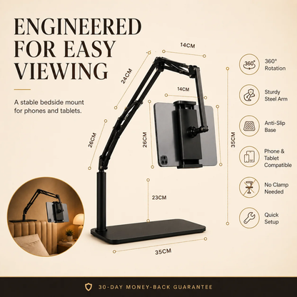 Hidden Bedside Retractable Phone and Tablet Holder