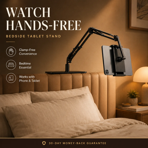 Hidden Bedside Retractable Phone and Tablet Holder