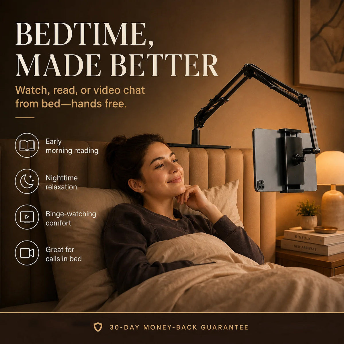 Hidden Bedside Retractable Phone and Tablet Holder