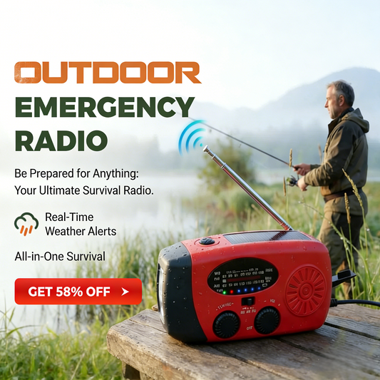 Multifunctional Portable Solar Emergency Radio Power Bank, Hand Crank and Weather Alert for Outdoor and Crisis Preparedness
