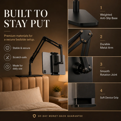Hidden Bedside Retractable Phone and Tablet Holder