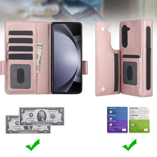 Multifunctional Leather Case for selected compatible devices phones Z Fold 3/4/5