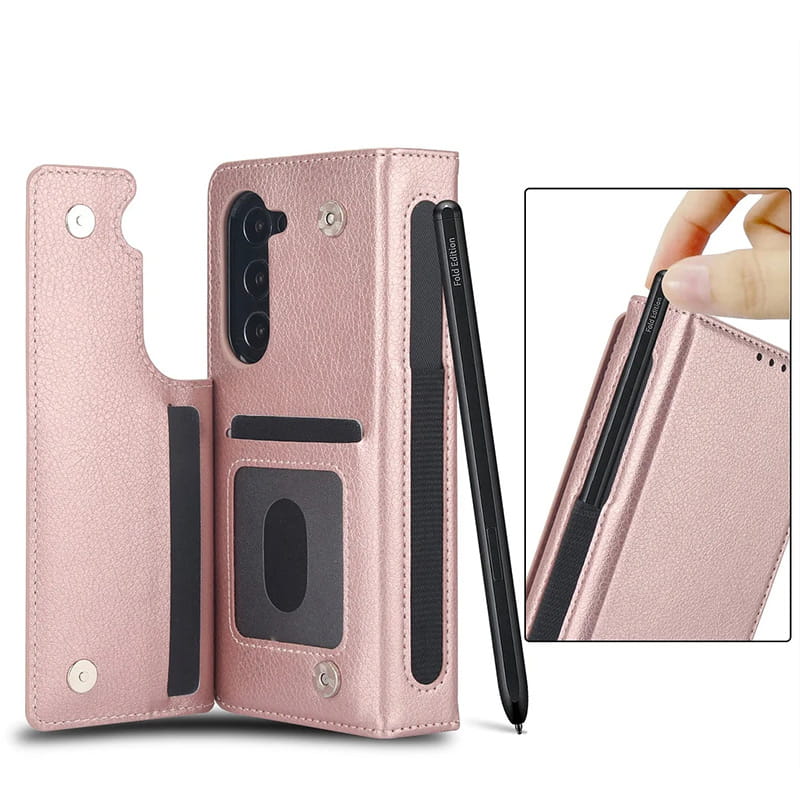 Multifunctional Leather Case for selected compatible devices phones Z Fold 3/4/5