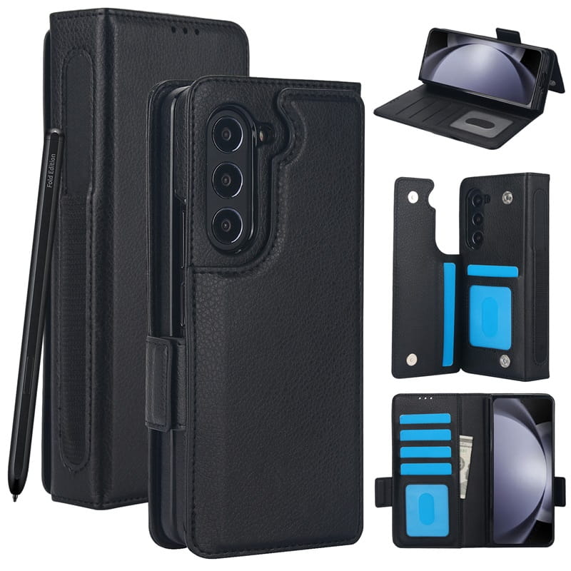 Multifunctional Leather Case for selected compatible devices phones Z Fold 3/4/5