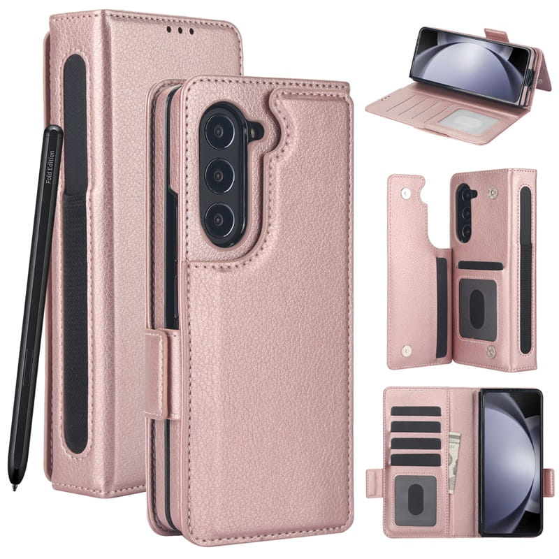 Multifunctional Leather Case for selected compatible devices phones Z Fold 3/4/5