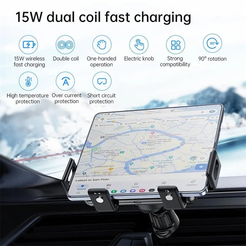 Dual Coil Wireless Car Charger Phone Mount