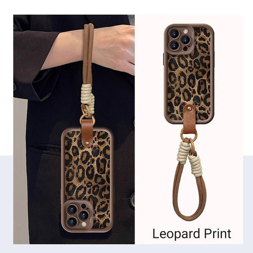 Leopard Print selected phones Case with Lanyard