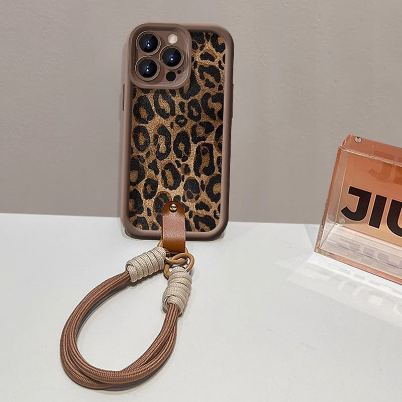 Leopard Print selected phones Case with Lanyard