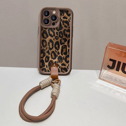 Leopard Print selected phones Case with Lanyard