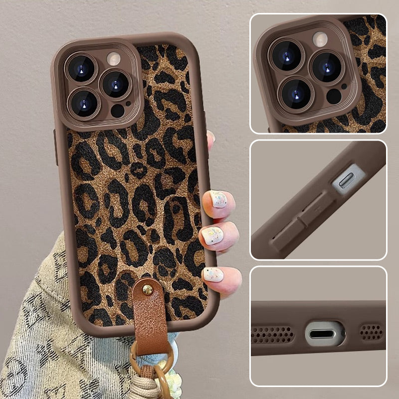 Leopard Print selected phones Case with Lanyard