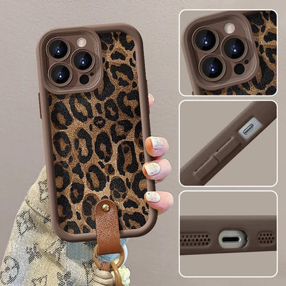 Leopard Print selected phones Case with Lanyard