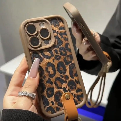 Leopard Print selected phones Case with Lanyard
