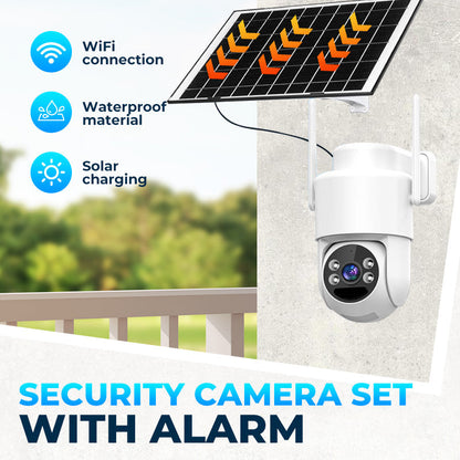 Solar-Power Wireless Security Camera Set with Alarm