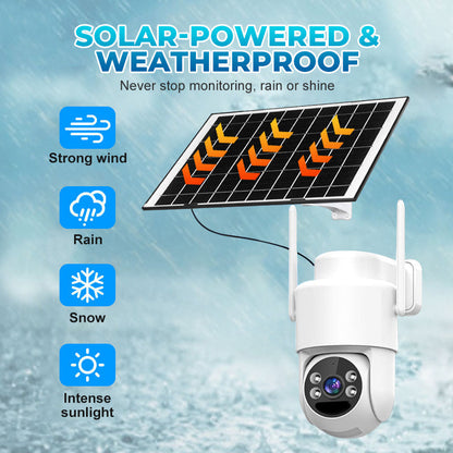 Solar-Power Wireless Security Camera Set with Alarm