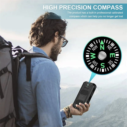 Portable Solar Power Bank, Solar Powered Charger with Dual LED Flashlights, Power Bank for Travel, Camping