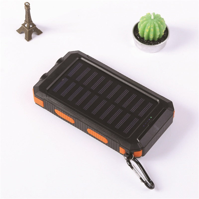 Portable Solar Power Bank, Solar Powered Charger with Dual LED Flashlights, Power Bank for Travel, Camping