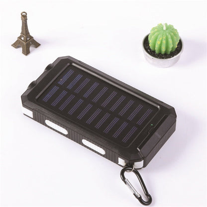 Portable Solar Power Bank, Solar Powered Charger with Dual LED Flashlights, Power Bank for Travel, Camping
