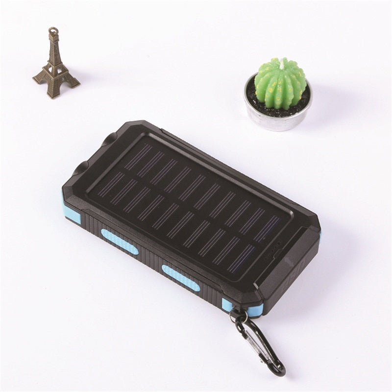 Portable Solar Power Bank, Solar Powered Charger with Dual LED Flashlights, Power Bank for Travel, Camping