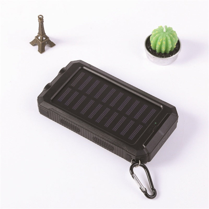 Portable Solar Power Bank, Solar Powered Charger with Dual LED Flashlights, Power Bank for Travel, Camping