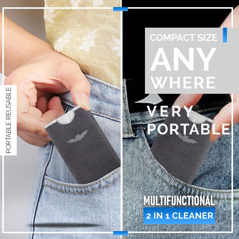 Portable Reusable 2 in 1 Screen Cleaner and Microfiber Cloth