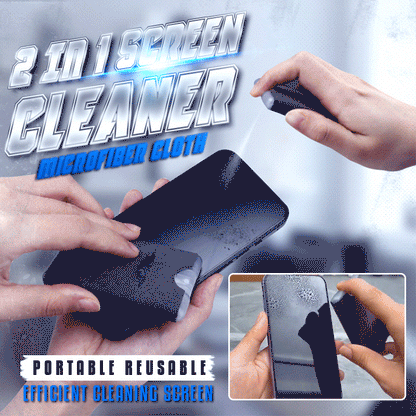 Portable Reusable 2 in 1 Screen Cleaner and Microfiber Cloth