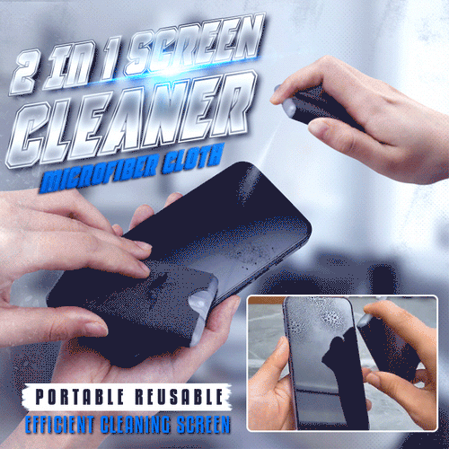 Portable Reusable 2 in 1 Screen Cleaner and Microfiber Cloth
