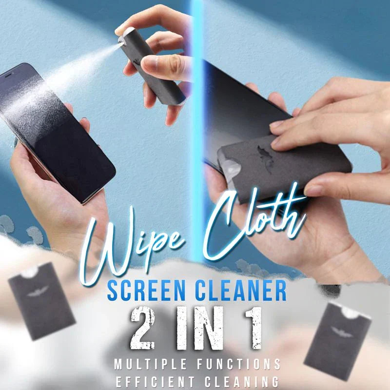 Portable Reusable 2 in 1 Screen Cleaner and Microfiber Cloth