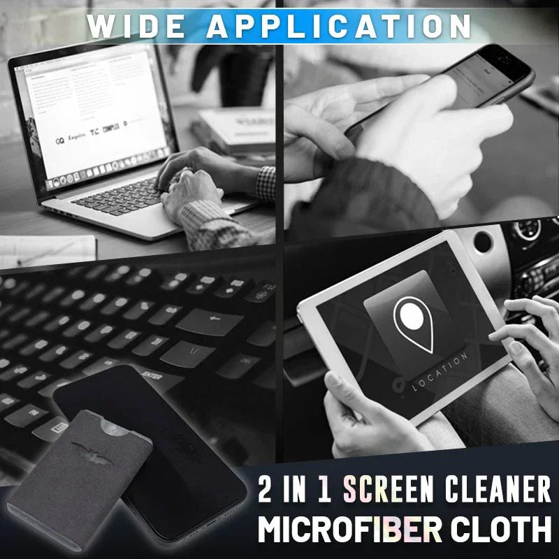 Portable Reusable 2 in 1 Screen Cleaner and Microfiber Cloth