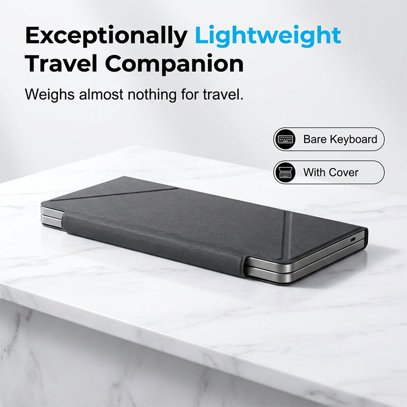 Ultra-Slim Folding Keyboard with Integrated Touchpad and Stand