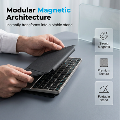 Ultra-Slim Folding Keyboard with Integrated Touchpad and Stand