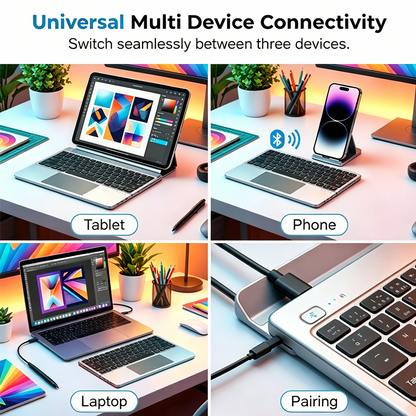 Ultra-Slim Folding Keyboard with Integrated Touchpad and Stand