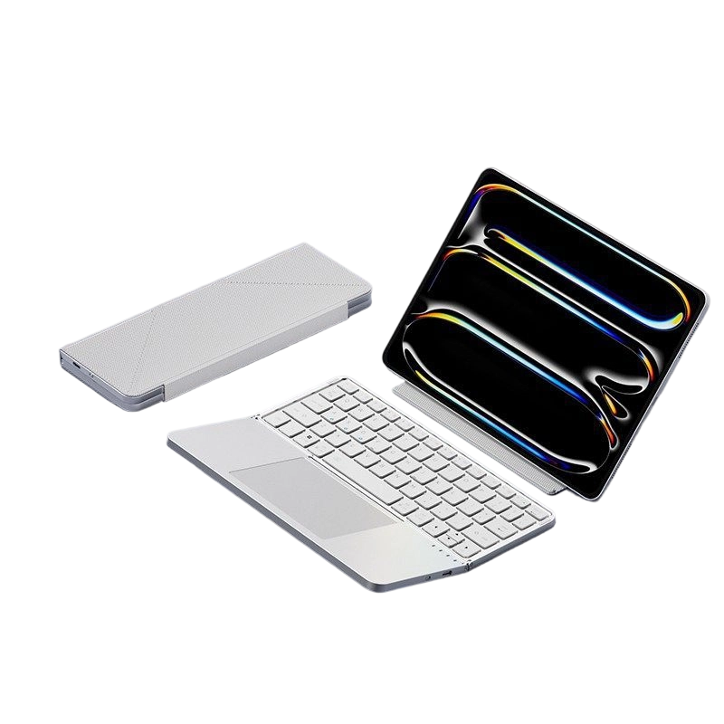 Ultra-Slim Folding Keyboard with Integrated Touchpad and Stand