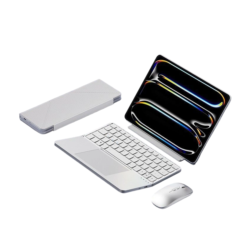 Ultra-Slim Folding Keyboard with Integrated Touchpad and Stand