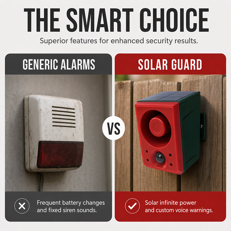 Solar Security Light with Motion Alarm water-resistant, Loud Alert