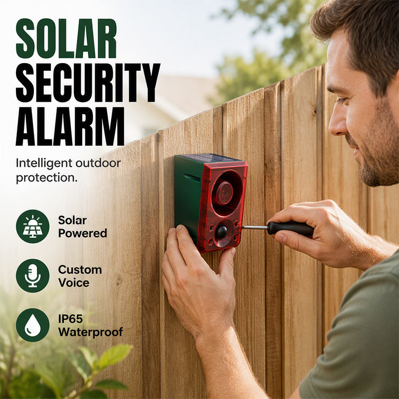 Solar Security Light with Motion Alarm water-resistant, Loud Alert