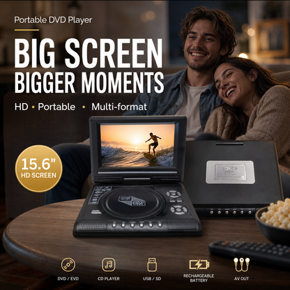 7.8" HD Portable DVD/EVD Player Large Screen, Rechargeable and Compatible with DVD/CD/USB/SD suitable for Home and Travel