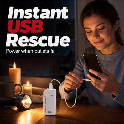 Portable Emergency Phone Charger AA Battery Powered Power Bank with LED Flashlight, Pocket Size USB Emergency Backup Charger for Outdoor Travel Camping
