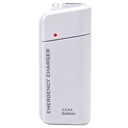Portable Emergency Phone Charger AA Battery Powered Power Bank with LED Flashlight, Pocket Size USB Emergency Backup Charger for Outdoor Travel Camping